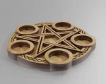 Laser cut altar candle holder design for 4mm wood, compatible with SVG, PDF, CDR formats