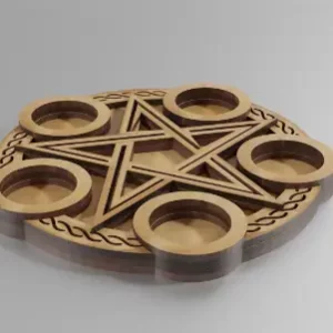 Laser cut altar candle holder design for 4mm wood, compatible with SVG, PDF, CDR formats