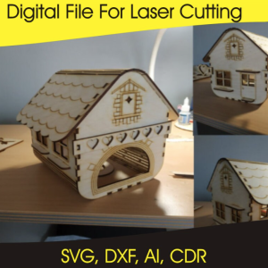 House Shaped Wooden Lamp - Laser Cut Files CDR DXF SVG | Digital Download for CNC