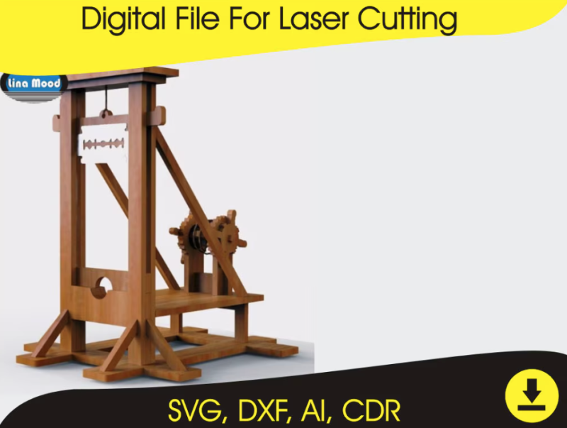 Laser cut guillotine design, digital download in SVG, PNG, and DXF formats.