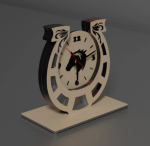 Wood Clock with Horseshoe Laser Cut File - SVG DXF CDR for CNC Projects