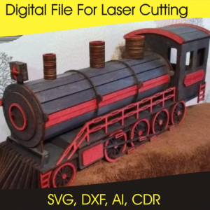 Locomotive Train Steam Engine Laser Cut Files - SVG PNG DXF for DIY Projects