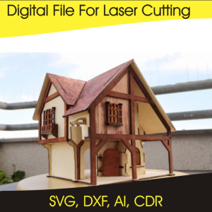 Model House 3D Puzzle - Laser Cut Files - SVG, DXF, CDR for 4mm Material