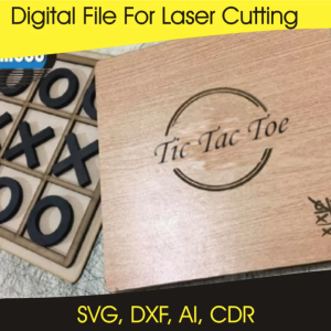 Tic Tac Toe Board - 5x5 Wooden Digital Download (SVG, DXF, CDR) for Laser Cutting